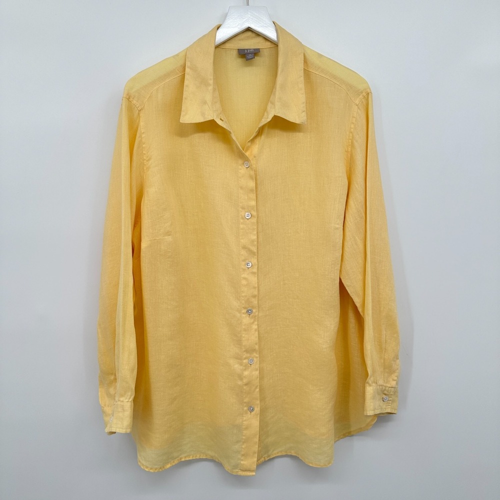J Jill Tunic Top Shirt‎ 1X Button Up 100% Linen Preppy Coastal Beachy Lagenlook - Picture 11 of 11
